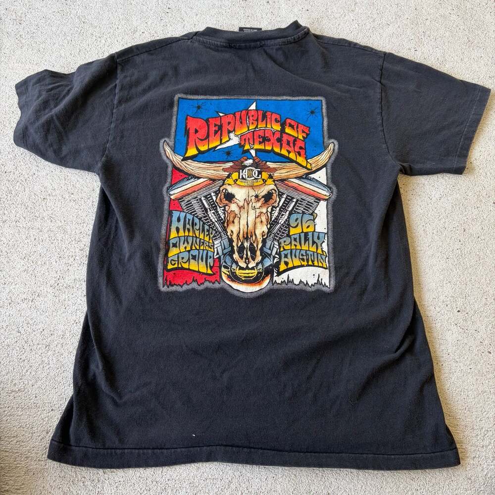 Harley Davidson Owners Group Large T-Shirt '96 Rally Austin TX Rare Vintage